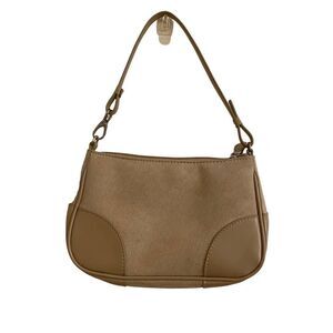 Aeropostale Y2K Tan Faux Suede & Leather Mini Shoulder Bag